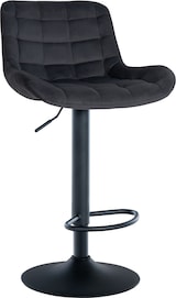 thumbnail of Décoshop26 - Barhocker x1 in schwarzem Samt mit dekorativen Quadratnähten schwarzem Metallgestell mit Fußstütze 10_0006205
