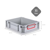 thumbnail of PROREGAL SuperSparSet 16x Eurobox NextGen Color, HxBxT 12x30x40cm, 11 Liter, Griffe rot zu, Grau, Eurobehälter, Box, Transportbehälter