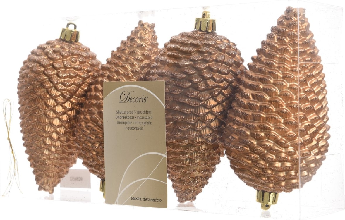 Christbaumschmuck Zapfen bruchfest Ø 7 cm H 12 cm 4 Stück braun