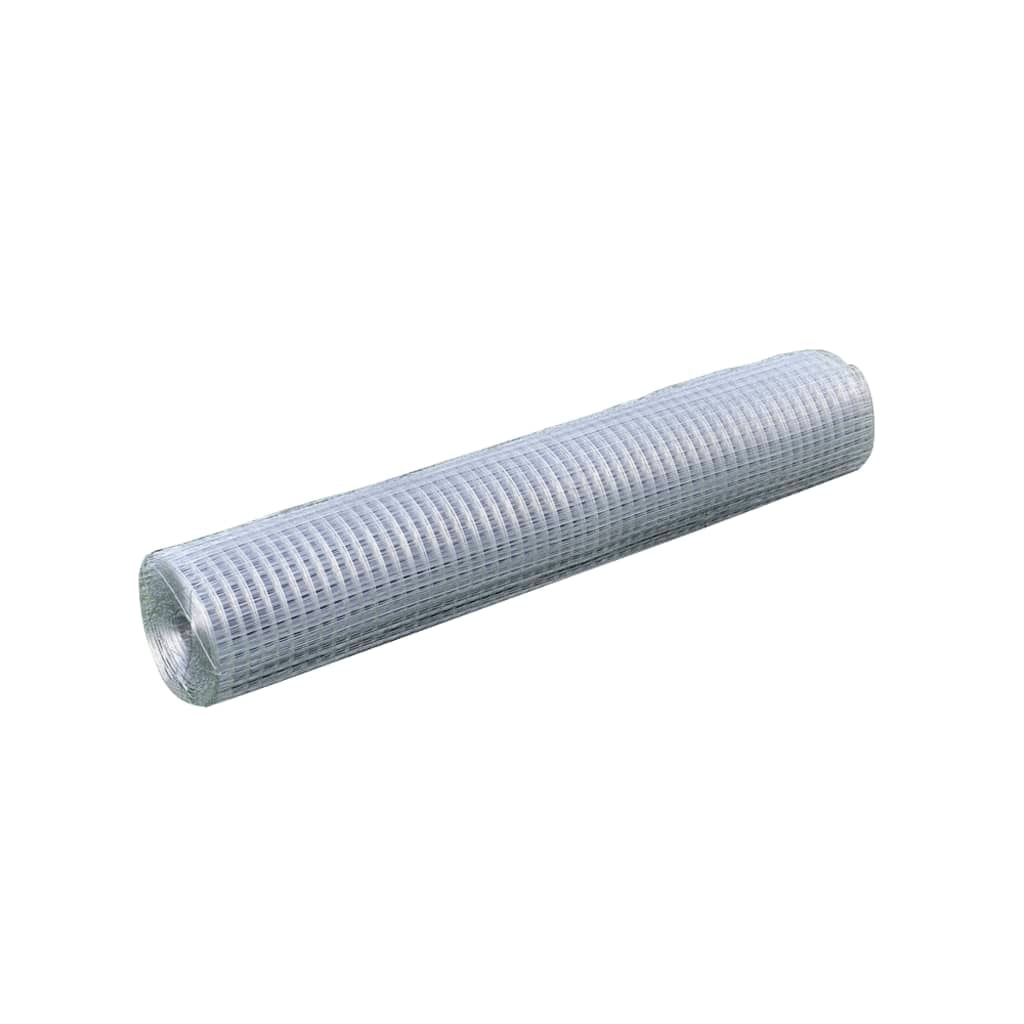 Malla de alambre cuadrada acero galvanizado plateado 1x25 m