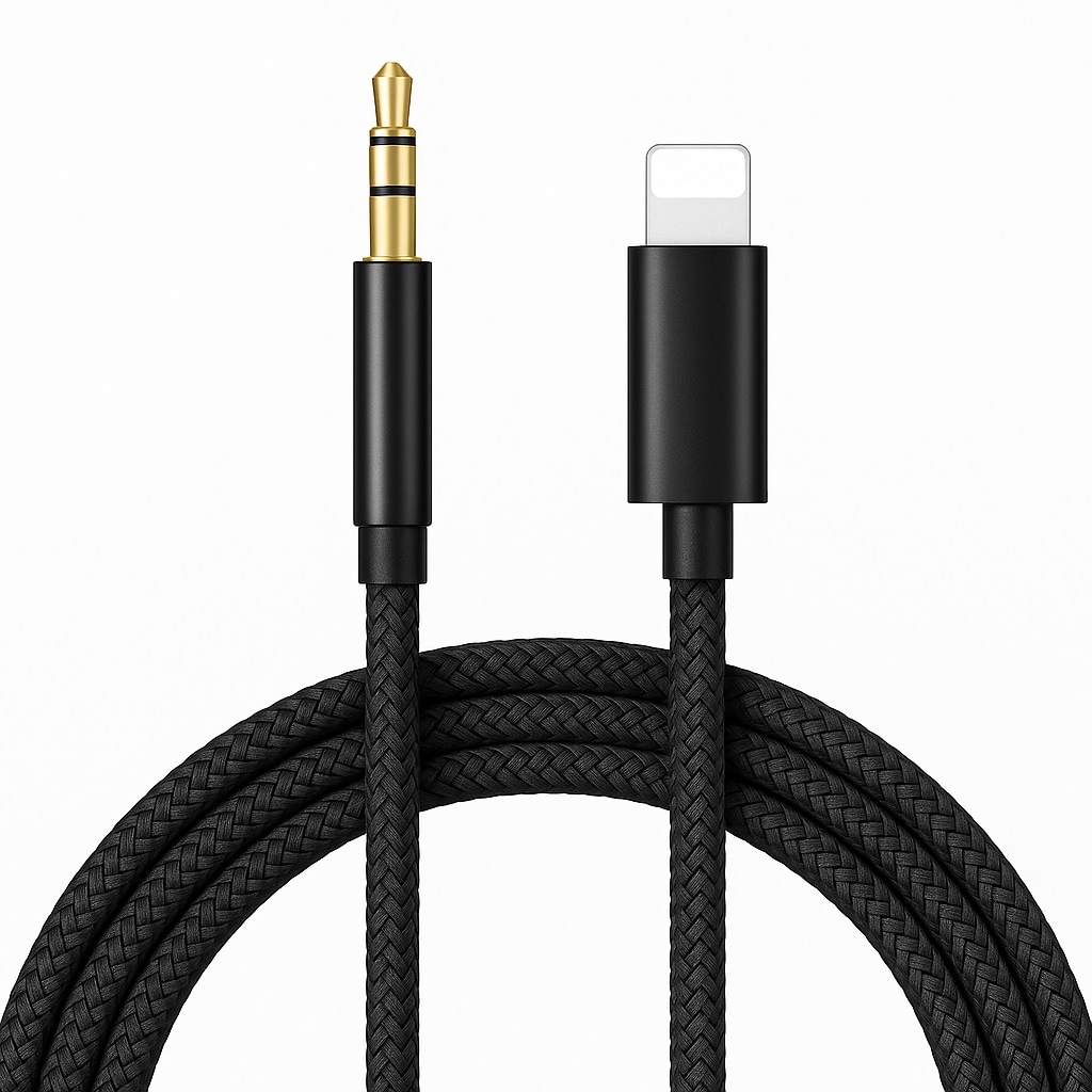 Nylon Aux zu Apple Kabel 3,5 mm Klinke – kristallklarer Sound, robust, flexibel, passend für Apple iPhone 7–14 Pro Max