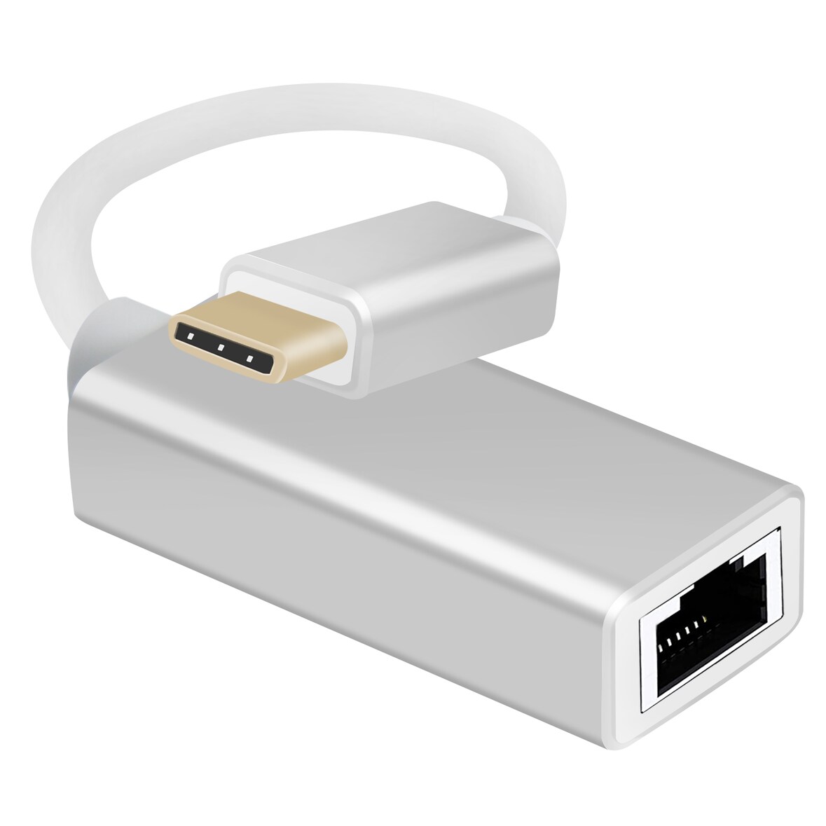 Helos Adapterkabel Ethernet, USB 3.1 Type-C™ St./RJ45 Buchse, PREMIUM, silber
