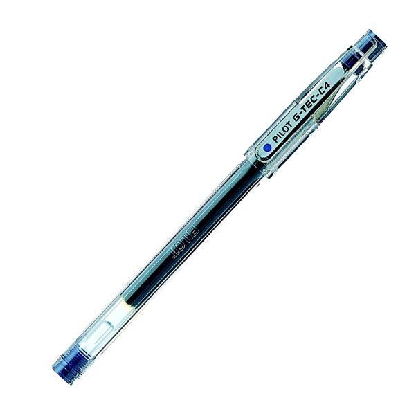 PILOT Stylo à bille pointe hi-tech extra-fine encre gel Bleue corps plastique avec capuchon G-TEC-C4