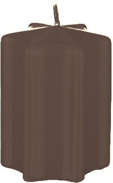 Eine braune Kerze mit sechs Seiten.