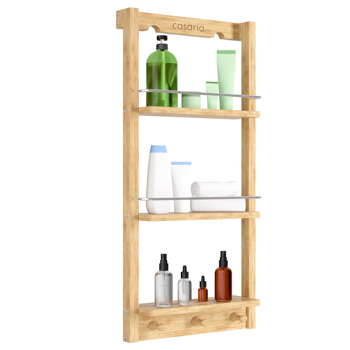 CASARIA® Duschregal hängend Holz mit 3 Ablagen