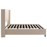 thumbnail of Polsterbett HWC-N59, Bett Doppelbett Bettgestell mit Lattenrost, Massivholz Stoff/Textil 180x200cm ~ creme-beige