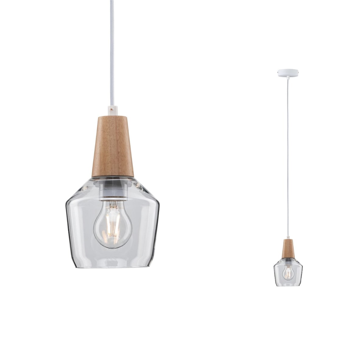 Paulmann Neordic Luminaire en suspension Ylvie  E27   max. 20W Bois#Clair gradable Bois#Verre 79745