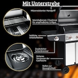 thumbnail of Gasgrill 3+1 Brenner mit Deckel DELO [Inkl. Handschuhe] Grillwagen mit Seitenbrenner Campinggrill mit Seitenablage & Thermometer