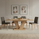 thumbnail of Merax Ausziehbarer Esstisch 140–180x80 cm, für 4–6 Personen, rechteckig, Tischplatte verlängerbar, V-förmige Beine, Esszimmertisch in Eichenoptik