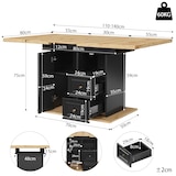 thumbnail of Ausziehbarer Esstisch 140x80x75 cm Naturholzoptik mit Stauraum Tür zwei Schubladen Fach, MDF Tischplatte Metallauszug, pflegeleicht