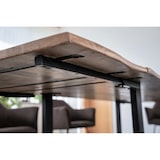 thumbnail of SAM® Esstisch Baumkante Mango natur 220 (320) x 100 cm Ansteckplatten schwarz NOAR
