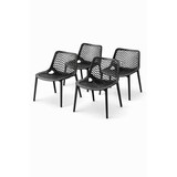 thumbnail of Gasfrit – Sedie impilabili in resina con fibra di vetro per esterno, bar, ristorante o cucina – Design moderno – Nero – Confezione da 4 unità