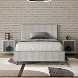 thumbnail of Letto una piazza e mezza con rete imbottito 120x190 tessuto Aragona 1 bianco Adele