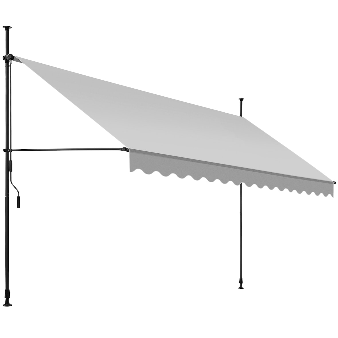 tectake Toldo plegable para balcón con manivela, ajustable en altura - 400 x 180 cm gris claro