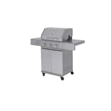 thumbnail of aro Gasbarbecue met 3 branders, 42 x 60 cm, zijtafel, thermometer, verrijdbaar, staal/roestvrij staal, zilver