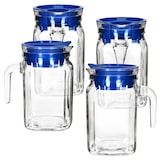 thumbnail of 4x KORA Kühlschrankkrug mit Deckel blau 0,5L Henkel Glas-Karaffe Kanne Saft Wasser
