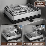 thumbnail of FEDEC Inklapbaar Afdruiprek met lekbak - 2-Laags - bestekbak - Zwart/Zilver