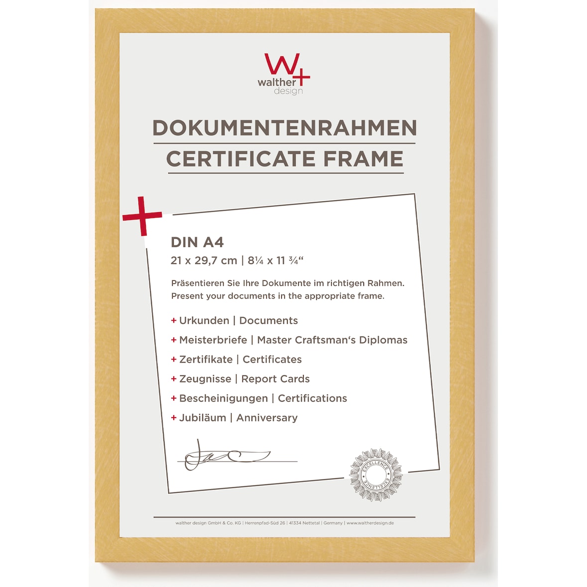 Peppers Moldura de madeira 21x29,7 cm (A4) OURO