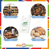 thumbnail of DayBays 100000 Stk. Bio Hemdchentragetaschen 30+17x60 cm 100% Biodegradable Bag weiß geblockt
