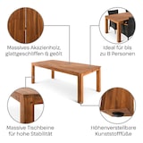 thumbnail of Garten-Esstisch Holz 200 x 100 cm, Akazie Massivholz, Gartentisch für bis zu 6 Personen, glattgeschliffen, geölt, stabile Konstruktion | Raburg Mira