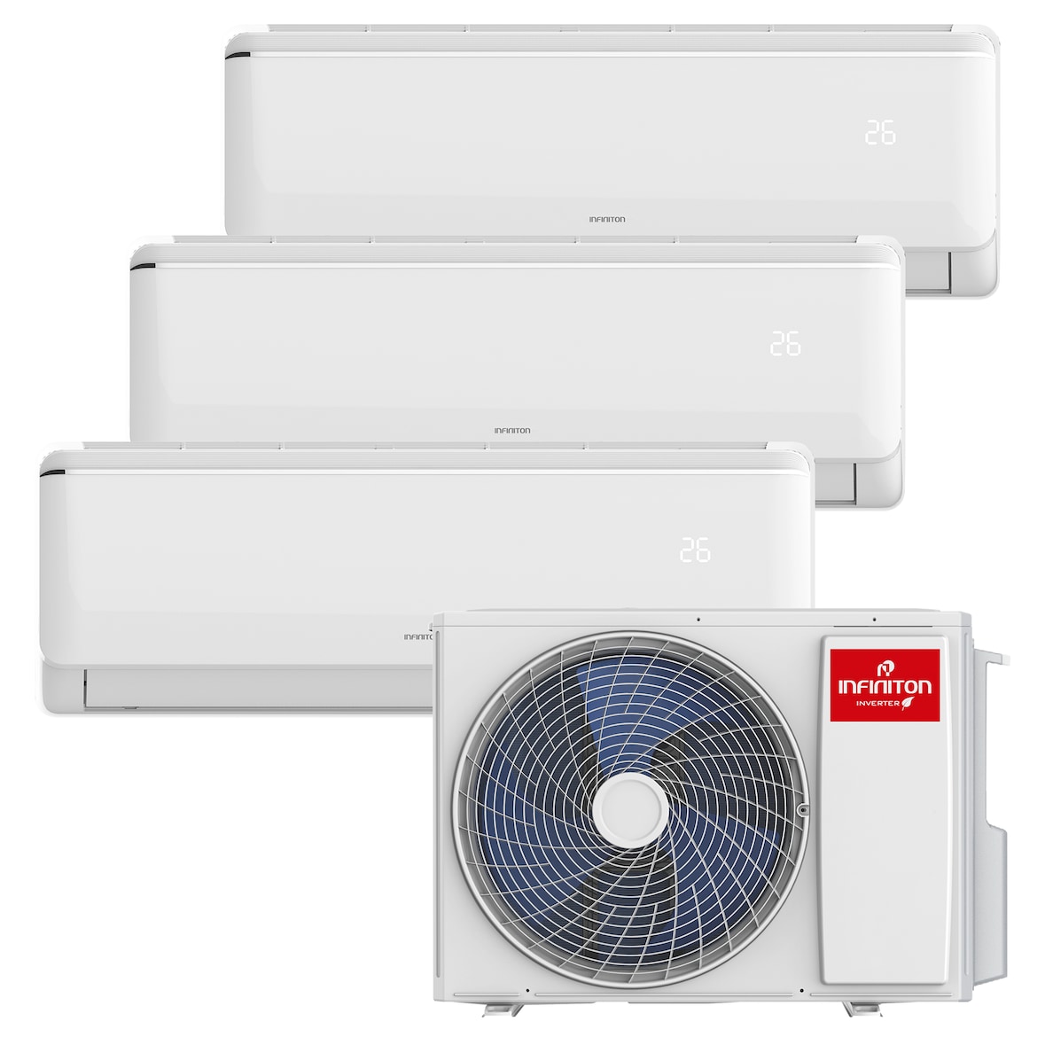 Ar Condicionado INFINITON Multi 3X1 MPTMF120909A2, 9000 + 9000 + 12000 BTU, Inversor, A++/A+, Temporizador, Branco