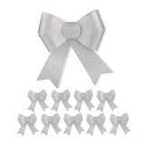 thumbnail of Relaxdays Schleife, 10er Set, große Zierschleife, Geburtstag, Weihnachten, Geschenk, glitzernde Dekoschleifen, silber