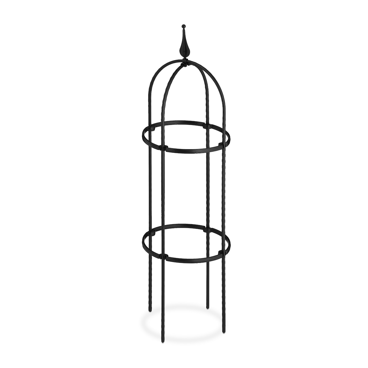 Relaxdays Rankhilfe Obelisk, 2er Set, 85 cm hoch, Ranksäule für Kletterpflanzen, Metall, freistehend, Rosenturm, schwarz