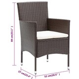 thumbnail of vidaXL Garten Essstühle 2 Stk., Essstuhl mit Kissen, Gartenstuhl mit Stahlgestell, Gartensessel Stuhl Sessel Stuhlset, Braun Poly Rattan