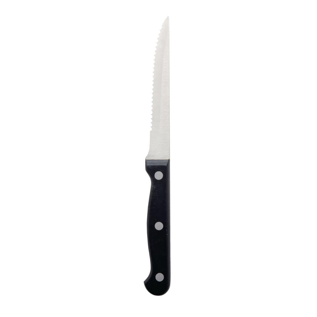 Olympia steakmes met zwart handvat 21,5 cm (12 stuks)