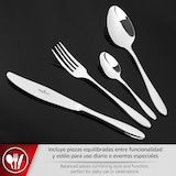 thumbnail of MAGEFESA IRIA Cubertería de 24 Cubiertos para 6 Comensales Fabricada en Acero Inoxidable, Tenedores, Cucharas, Cucharillas y Cuchillos de Mesa