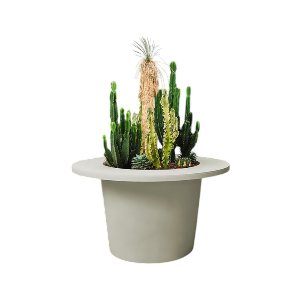 Pot de fleur xxl 2 en 1 table haute alto h 118 cm - BLANC