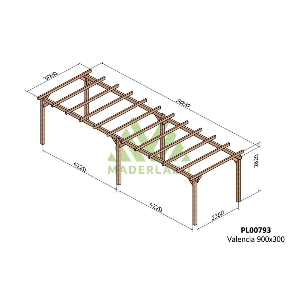 Pérgola de Madera Laminada Valencia (Maderland) - Gardeneas