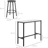 thumbnail of Bartisch Set mit 2 Barhockern Weiß 100x40x90 cm, Tischplatte in Marmoroptik, Stahlrahmen pulverbeschichtet, verstellbare Füße