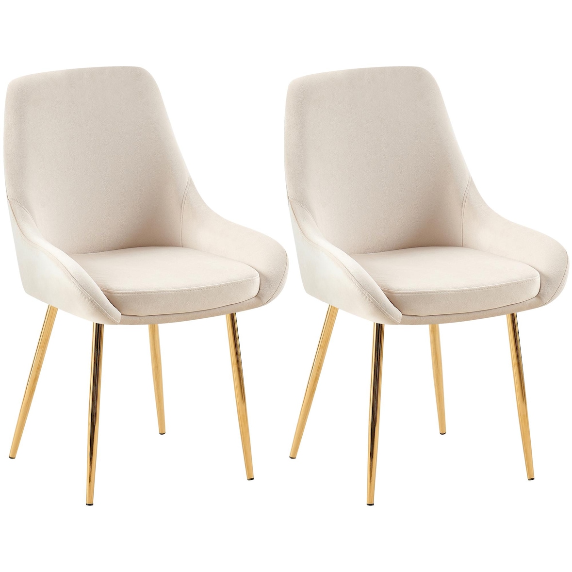 CHEFGASTRO 2er Set Esszimmerstuhl GUADALAJARA Samt gold HxBxT 86x50x53cm Samt Creme Küchenstuhl