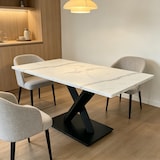 thumbnail of Esstisch MDF und Metall Weiß/Schwarz im Landhausstil, rechteckig, für 6 Personen
