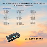 thumbnail of D&C Toner TN-2005 Schwarz kompatibel für Brother DCP-7020 - 2.500 Seiten