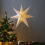 thumbnail of LED Papierstern Leuchtstern Standstern 7-zackig H: 75cm Timer Batterie gold
