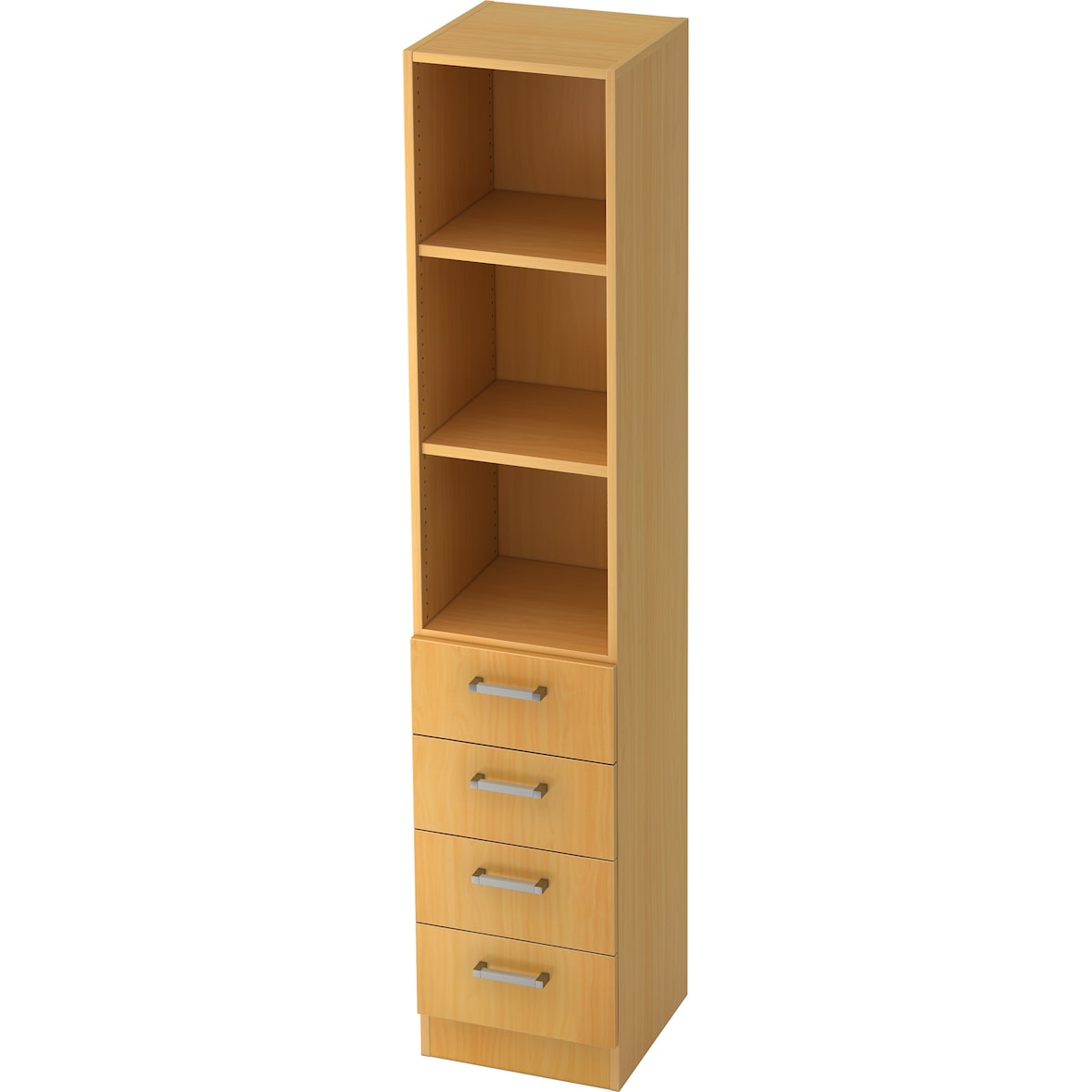 bümö office Aktenschrank Regal mit Schubladen, Büroschrank schmal aus FSC-Holz, 40cm breit in Buche - Aktenregal & Schubladenschrank mit