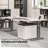 thumbnail of bümö höhenverstellbarer Schreibtisch O-Serie 120x80 cm in weiß, Gestell in weiß - PC Tisch klein für's Büro manuell höhenverstellbar, Computertisch