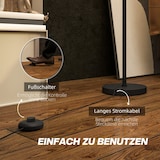 thumbnail of Stehlampe Metall Schwarz Stoffschirm zweifarbig 33x33x153 cm mit Fußschalter E27 Fassung, modernes Licht für Wohnzimmer und Schlafzimmer