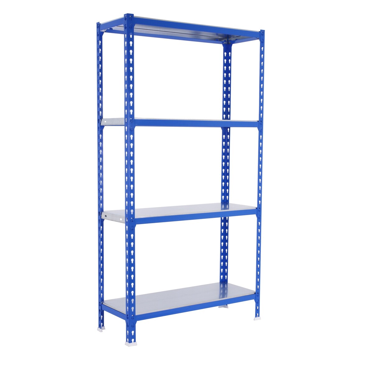 SimonRack Metallregal, 1500x1000x300 mm, 4 Ebenen, Metallboden, 180 kg Biegepunkt, Blau/Verzinkt - Simonclick