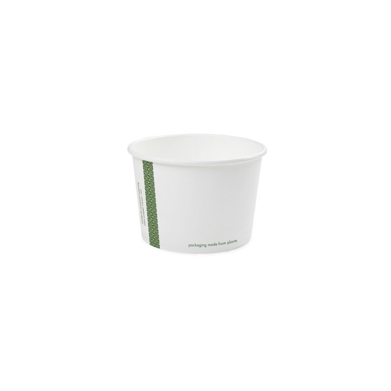 Tazón compostable para sopa o hielo - Vegware - Set de 500 - Blanco - L- A- P- H- Caja de cartón biodegradable