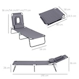 thumbnail of Outsunny Tumbona Plegable con Respaldo Ajustable en 4 Posiciones Tumbona de Jardín con Almohada Marco de Acero y Tela Oxford para Camping 190x56x28 cm