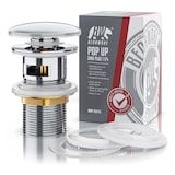 thumbnail of BEARWARE Ablaufgarnitur mit Überlauf Stöpsel - Messing verchromt - 11/4 Zoll - Ablaufventil - für Waschbecken Spüle Küche Bad - Ersatzdichtungen