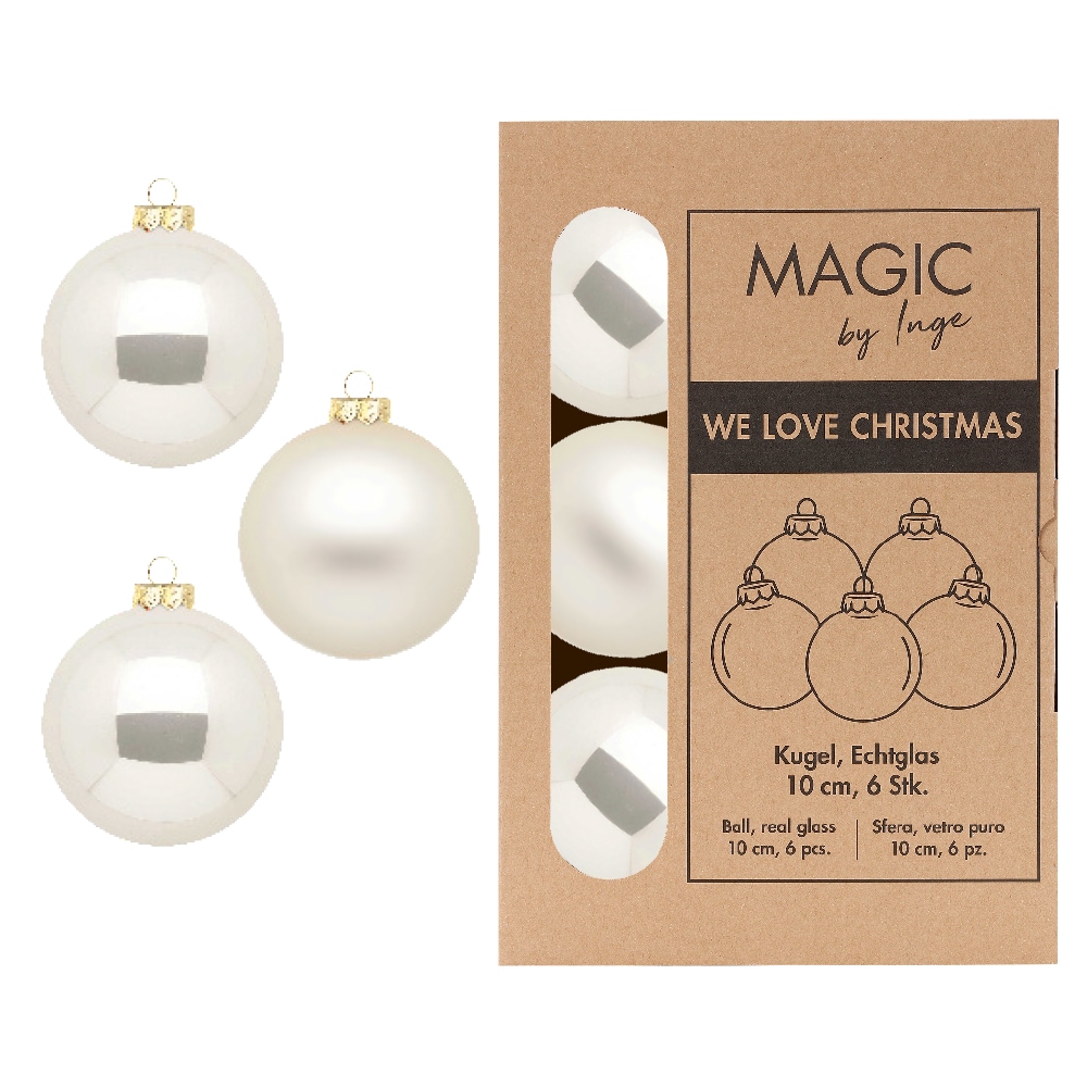 6 Weihnachtskugeln 10cm Glas Christbaumkugeln Weihnachtsbaumkugeln champagner