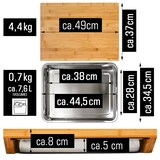 thumbnail of Bambus Schneidebrett - 49x37x8 cm mit Edelstahl Auffangschale - Holz Brett Natur