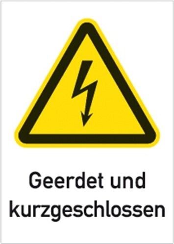 Schild Geerdet und kurzgeschlossen, Kombischild, Kunststoff, 210x297 mm