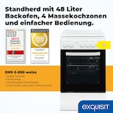 thumbnail of Exquisit Elektro-Standherd EH9-3-090 weiss | Energieeffizienzklasse A | 48 l Garraum | Massekochfeld | Elektro-Standherd 50 cm