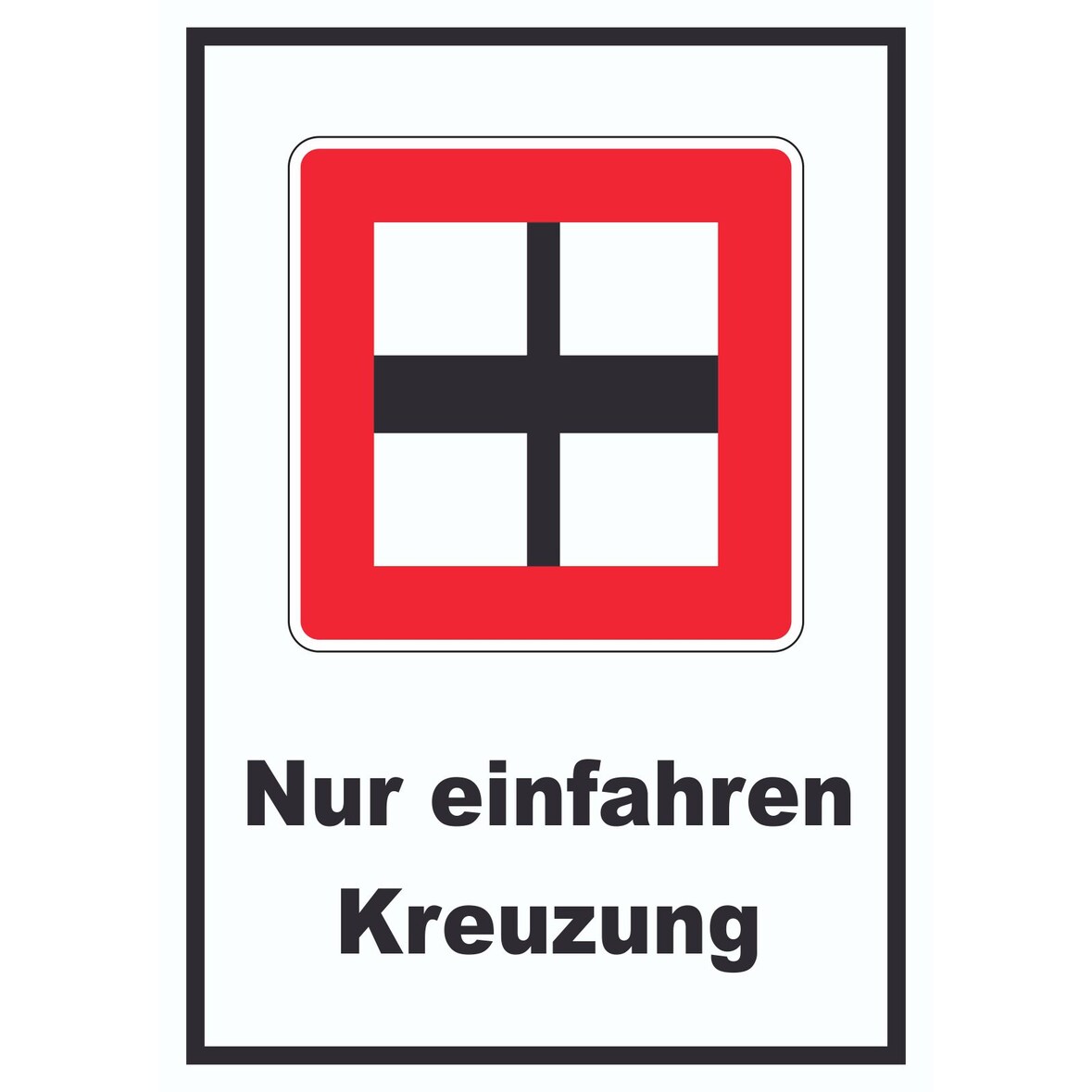 Nur einfahren in die Haupt­wasser­straße Kreuzung wenn niemand behindert wird Schild mit Symbol und Text A2 (420x594mm)