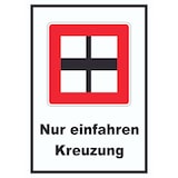 thumbnail of Nur einfahren in die Haupt­wasser­straße Kreuzung wenn niemand behindert wird Schild mit Symbol und Text A2 (420x594mm)